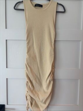 Lioness Beige Ruched Sleeve Dress